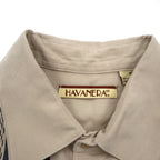HAVANERA ラインデザイン キューバシャツ M ベージュ ポリエステル ボックスシルエット