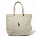 日本然リトテ-古着オンライン-POLO RALPH LAUREN キャンバス トートバッグ ホワイト コットン ビッグポニー刺繍-POLO RALPH LAUREN Canvas Tote Bag White Cotton Big Pony Embroidery