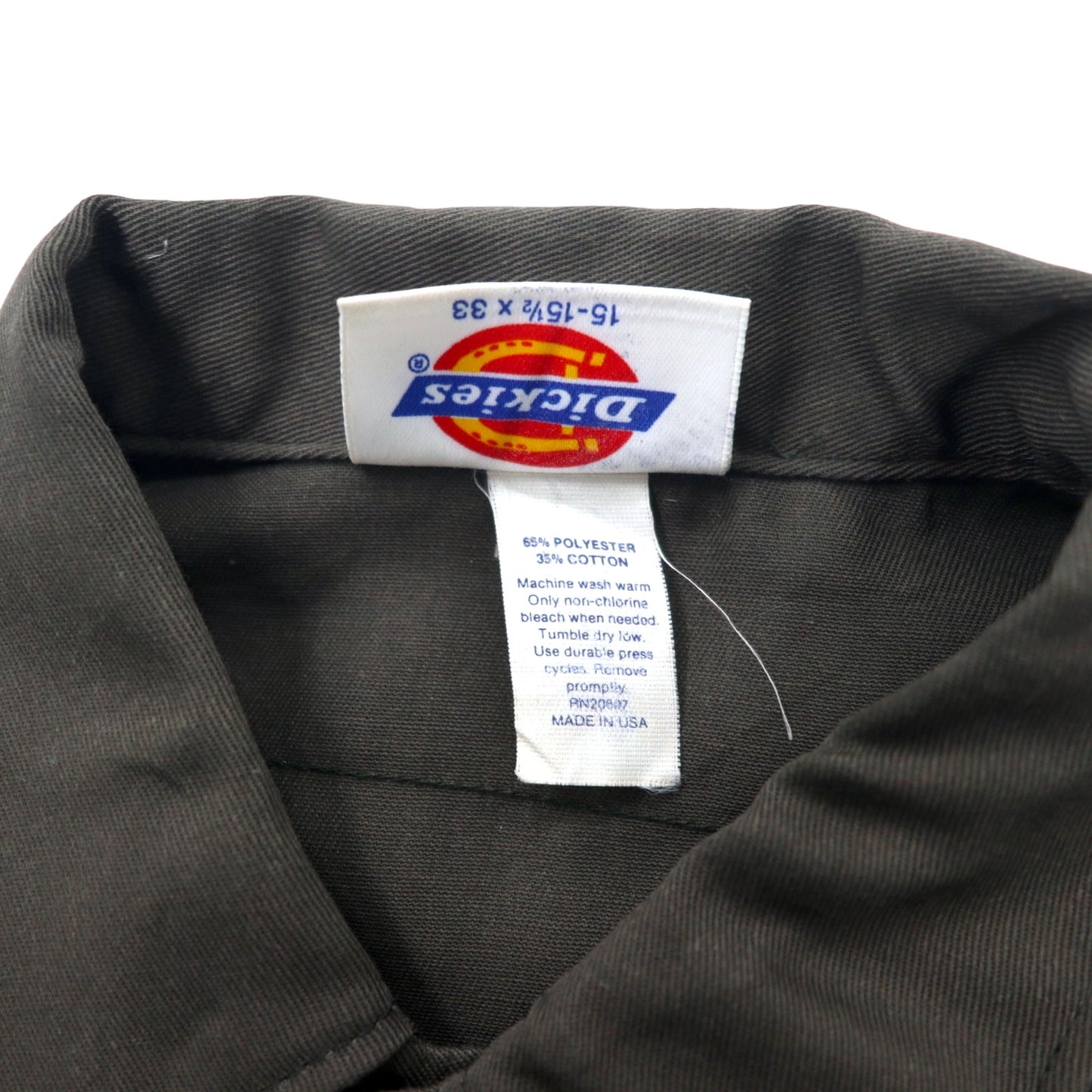 Dickies USA製 T/Cツイル ワークシャツ 15-15 1/2 ブラウン ポリエステル コットン