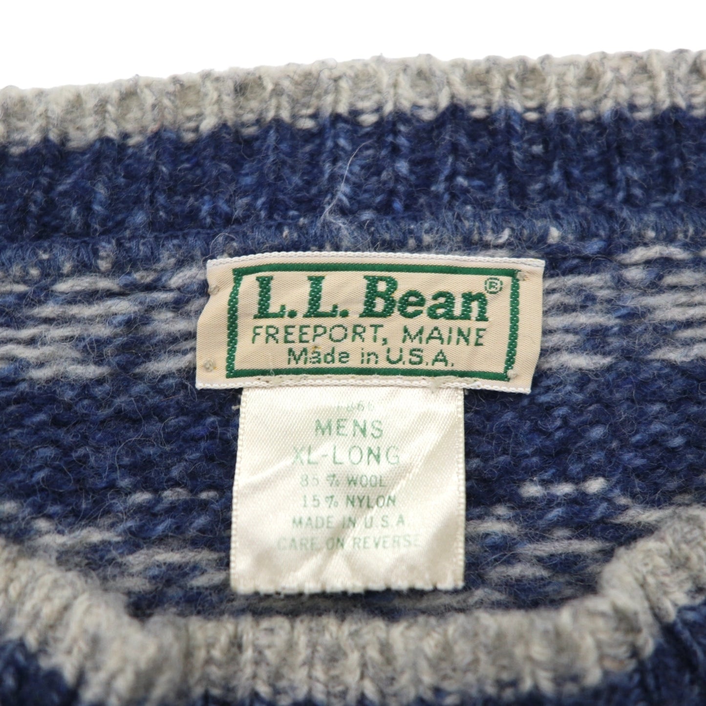 L.L.Bean 80年代 USA製 ノルディック ニット セーター XL ブルー 総柄 ウール