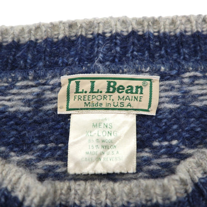 L.L.Bean 80年代 USA製 ノルディック ニット セーター XL ブルー 総柄 ウール