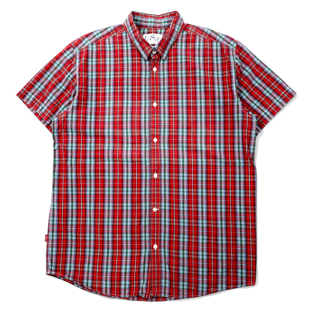 日本然リトテ-古着オンライン-LEVI STRAUSS & Co. ユーロリーバイス クラシックフィット 半袖 シャツ XL レッド チェック コットン Button Replacement-LEVI STRAUSS & Co. Euro Levi's Classic Fit Short Sleeve Shirt XL Red Checked Cotton Button Replacement