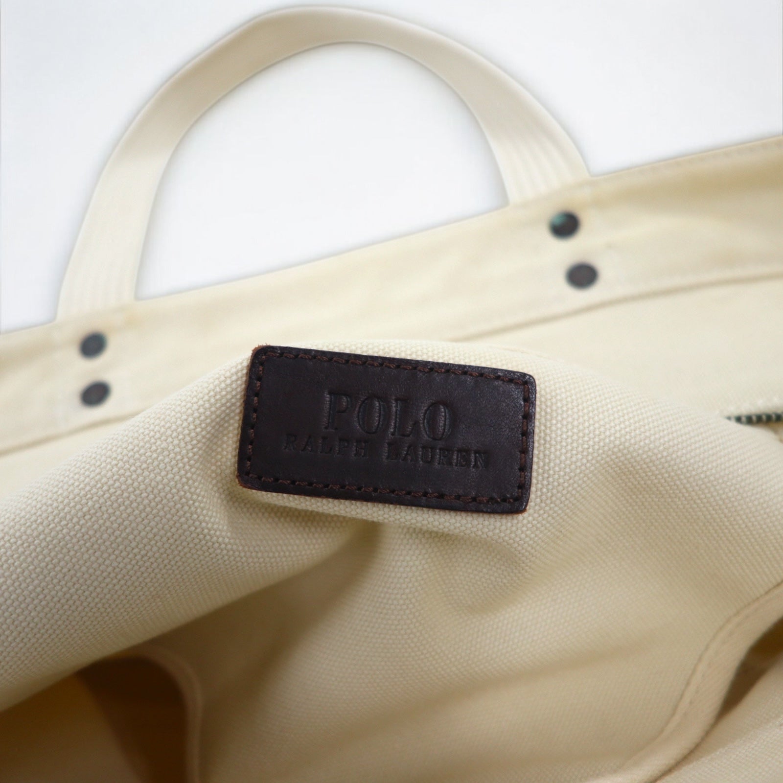 POLO RALPH LAUREN canvas tote bag in white cotton with big pony embroidery