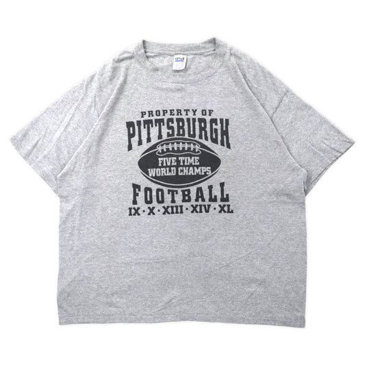 日本然リトテ-古着オンライン-anvil カレッジプリントTシャツ 2X グレー コットン PITTSBURGH ビッグサイズ-Anvil College Print T -shirt 2X Gray Cotton PITTSBURGH Big Size