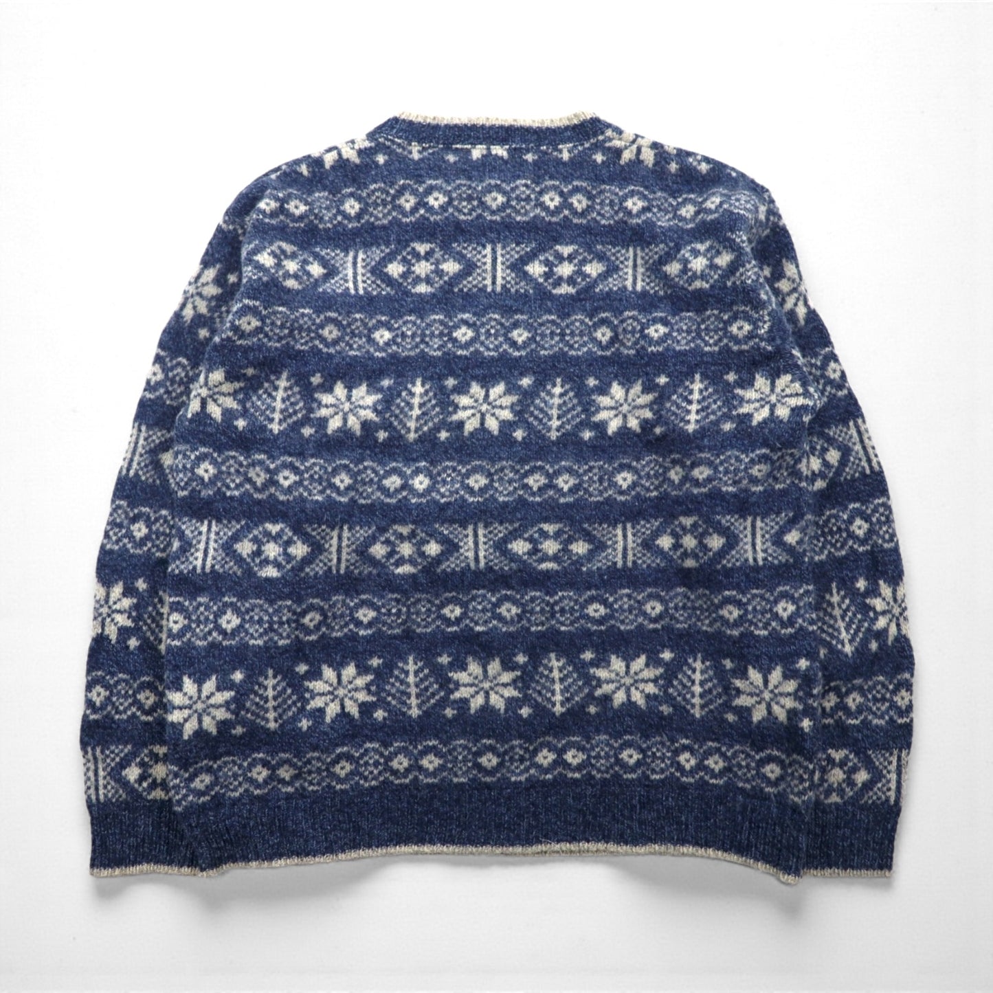 L.L.Bean 80年代 USA製 ノルディック ニット セーター XL ブルー 総柄 ウール