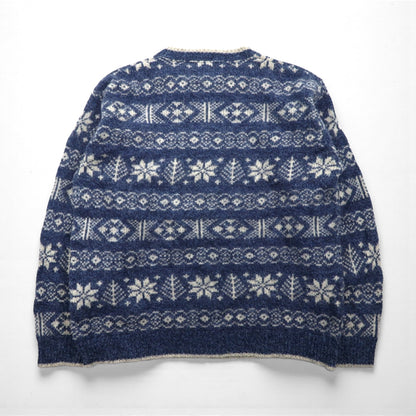L.L.Bean 80年代 USA製 ノルディック ニット セーター XL ブルー 総柄 ウール