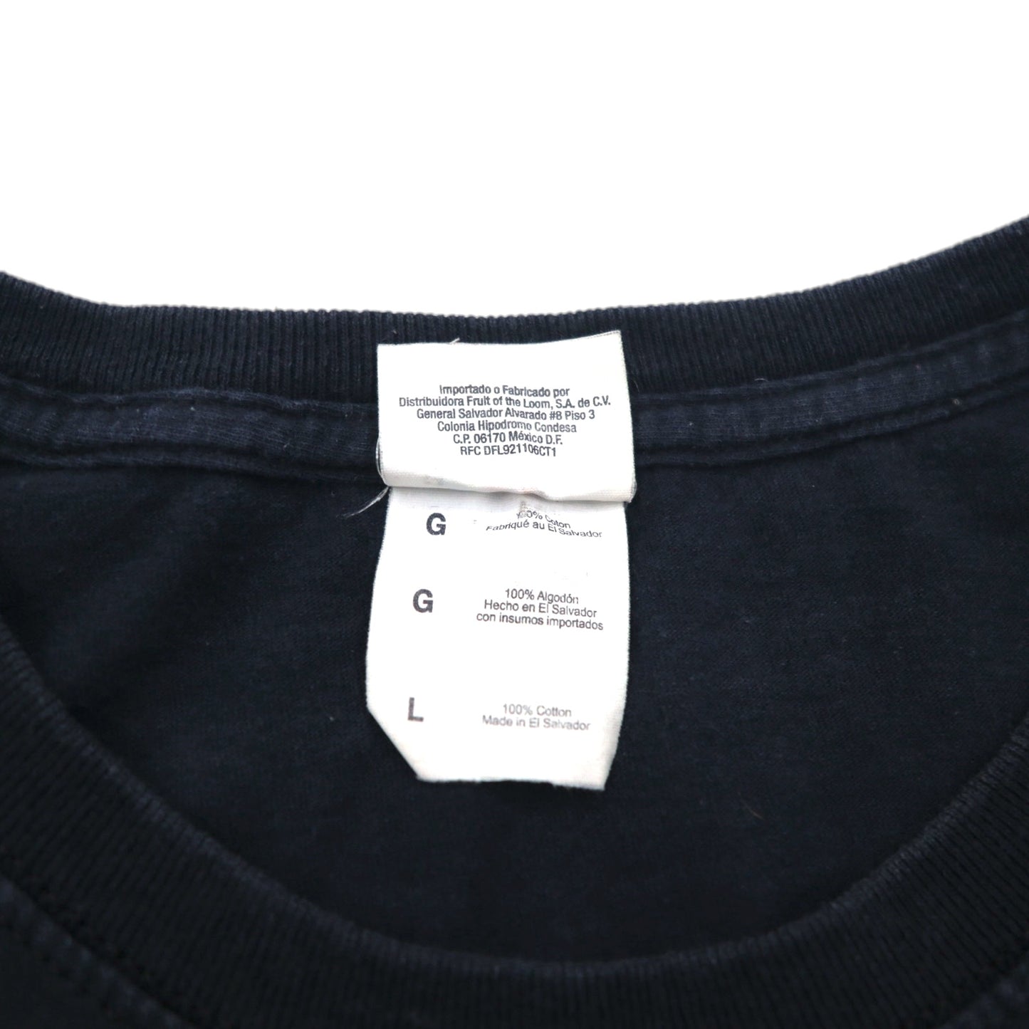 FRUIT OF THE LOOM 00s Skull Print T-Shirt L Black Cotton Fire Spirit