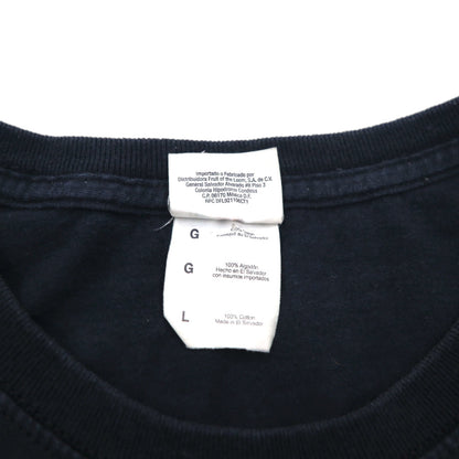 FRUIT OF THE LOOM 00s Skull Print T-Shirt L Black Cotton Fire Spirit