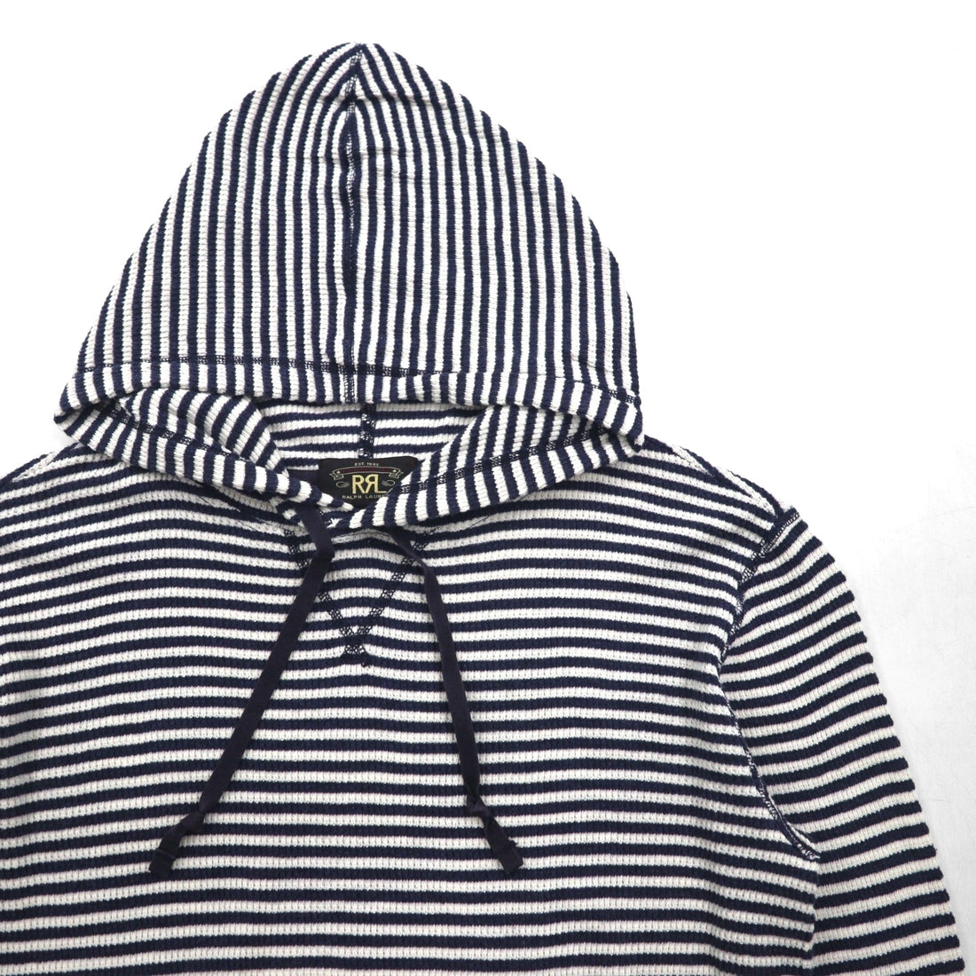 RRL (Ralph Lauren) Thermal Pullover Hoodie, Large, Cotton Border, Kangaroo Pocket