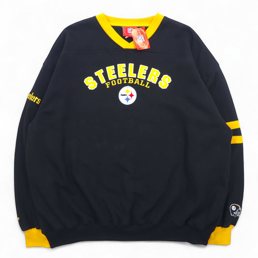 日本然リトテ-古着オンライン-NFL フットボール チームロゴ 刺繍 スウェット XXL ブラック コットン STEELERS FOOTBALL 未使用品-NFL Football Team Logo Embroidery Sweatshirt XXL Black Cotton STEELERS FOOTBALL Unused