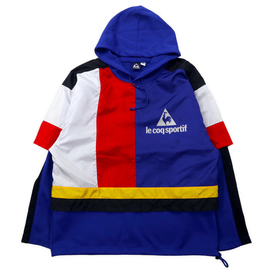 le coq sportif 90年代 レイヤード パーカー L ブルー ポリエステル ロゴプリント 日本製