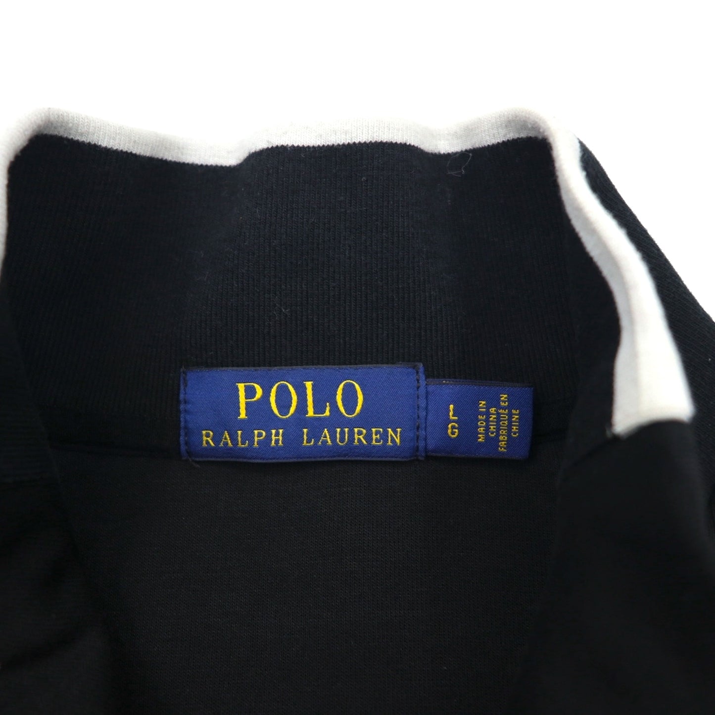 POLO RALPH LAUREN Track Jacket, Size L, Black, Polyester and Cotton