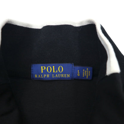 POLO RALPH LAUREN Track Jacket, Size L, Black, Polyester and Cotton
