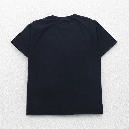 FRUIT OF THE LOOM 00s Skull Print T-Shirt L Black Cotton Fire Spirit