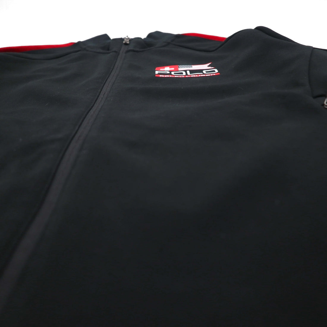 POLO RALPH LAUREN Track Jacket, Size L, Black, Polyester and Cotton