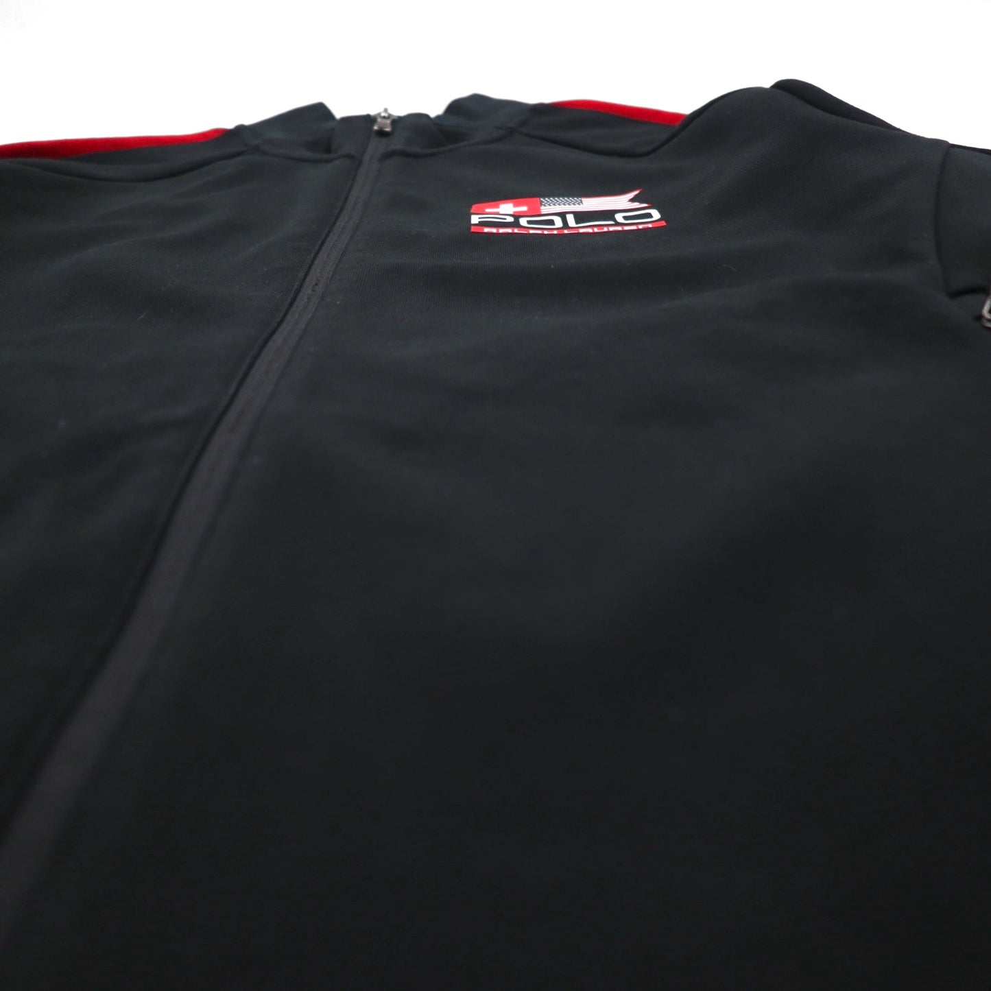 POLO RALPH LAUREN Track Jacket, Size L, Black, Polyester and Cotton