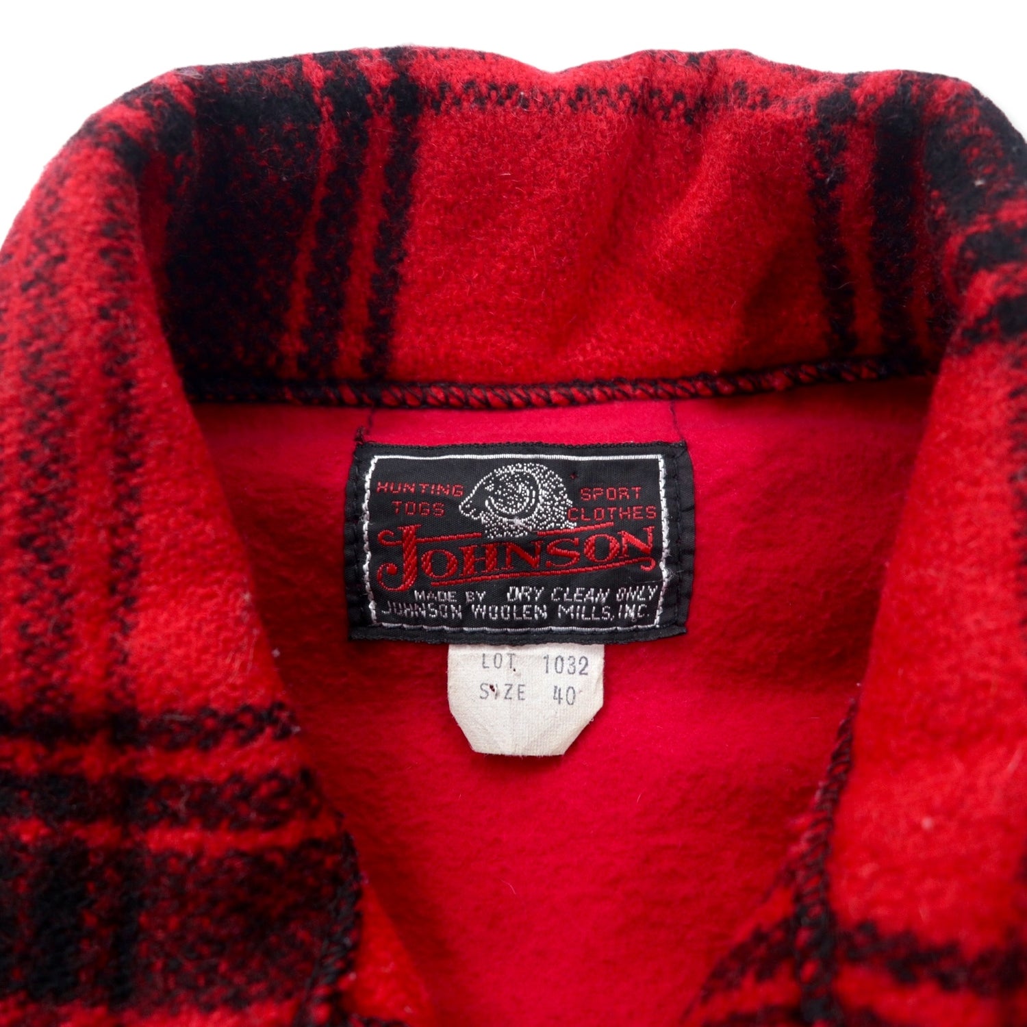 Johnson Woolen Mills 70s Buffalo CHECKED Wool Sports Jacket 40 Red 