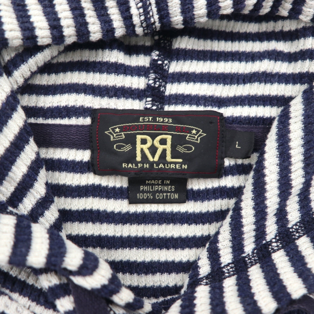 RRL (Ralph Lauren) Thermal Pullover Hoodie, Large, Cotton Border, Kangaroo Pocket
