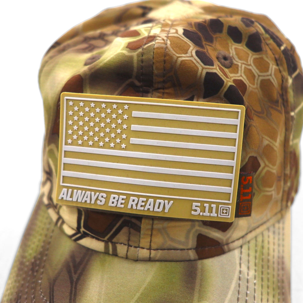 5.11 TACTICAL カモフラ 迷彩 ミリタリーキャップ FREE ベルト カーキ ポリエステル 星条旗