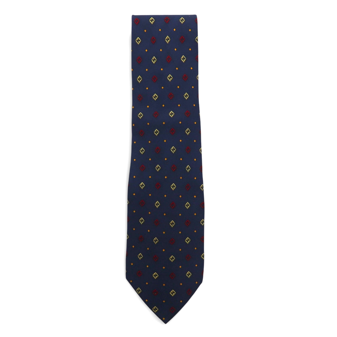 FENDI イタリア製 ヴィンテージ ズッカ FFロゴ ネクタイ ネイビー シルク 小紋 総柄