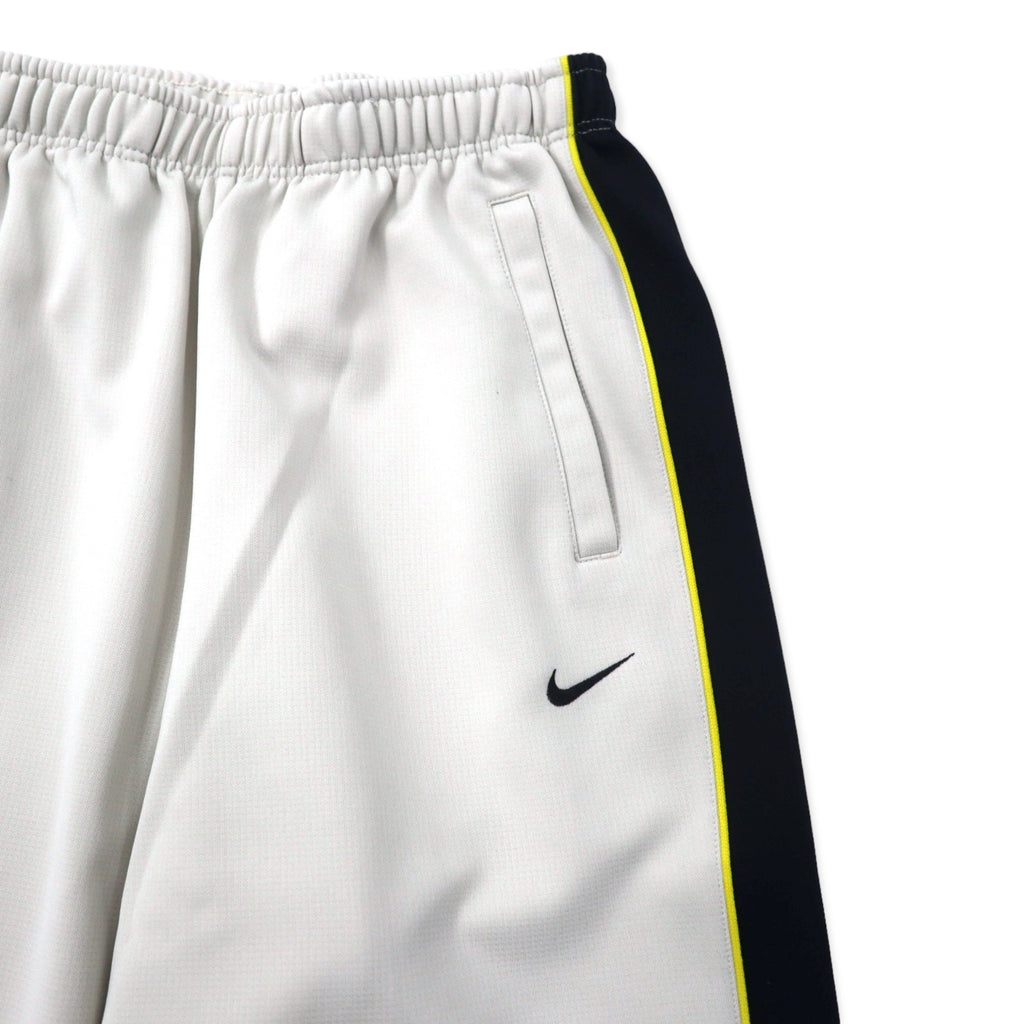 NIKE Track Pants Jersey L Beige Polyester Sideline Swoosh Logo Embroidered