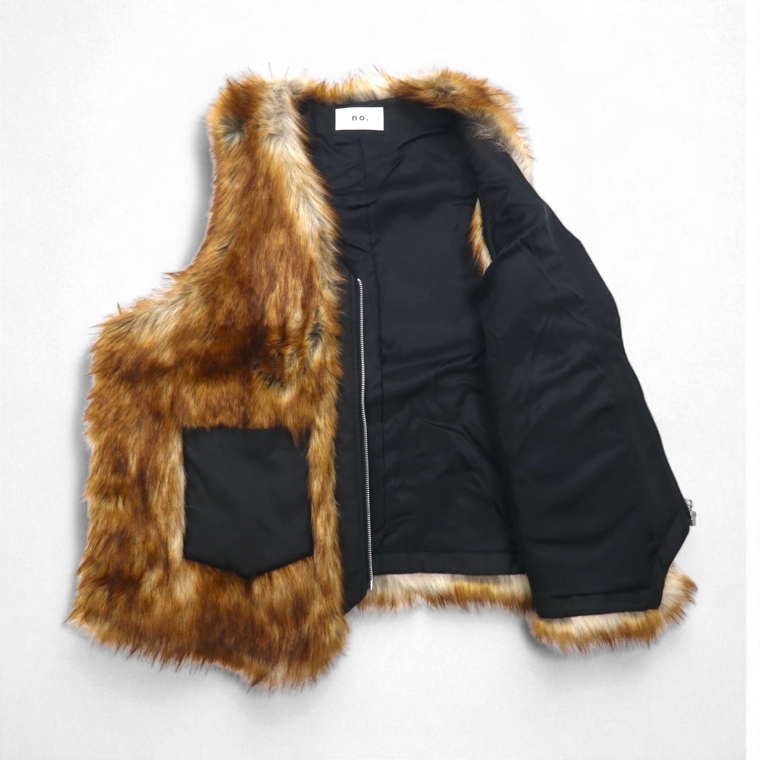 No. Fur Vest FREE Brown Eco-Fur and Eco-Leather Mouton 22-FW-KVT-01