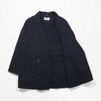 MM6 Maison Margiela Oversized Double-Breasted Tailored Jacket in Leather, XL Navy, Made Italy