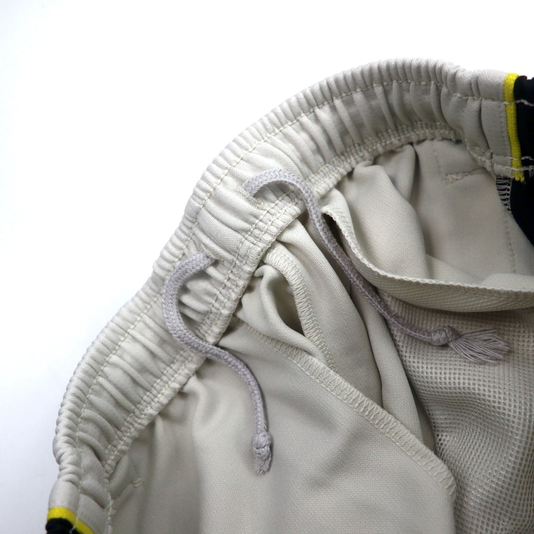 NIKE Track Pants Jersey L Beige Polyester Sideline Swoosh Logo Embroidered