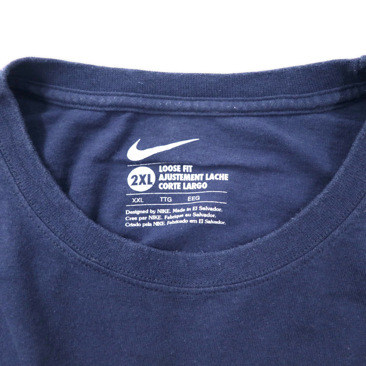 NIKE プリントTシャツ 2XL ネイビー ルーズフィット スウォッシュロゴ コットン ビッグサイズ