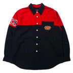日本然リトテ-古着オンライン-GUESS CLASSICS 90年代 ロゴ刺繍 ワークシャツ XL ブラック レッド バイカラー コットン-GUESS CLASSICS 90's Logo Embroidery Work Shirt XL Black Red By Collar Cotton