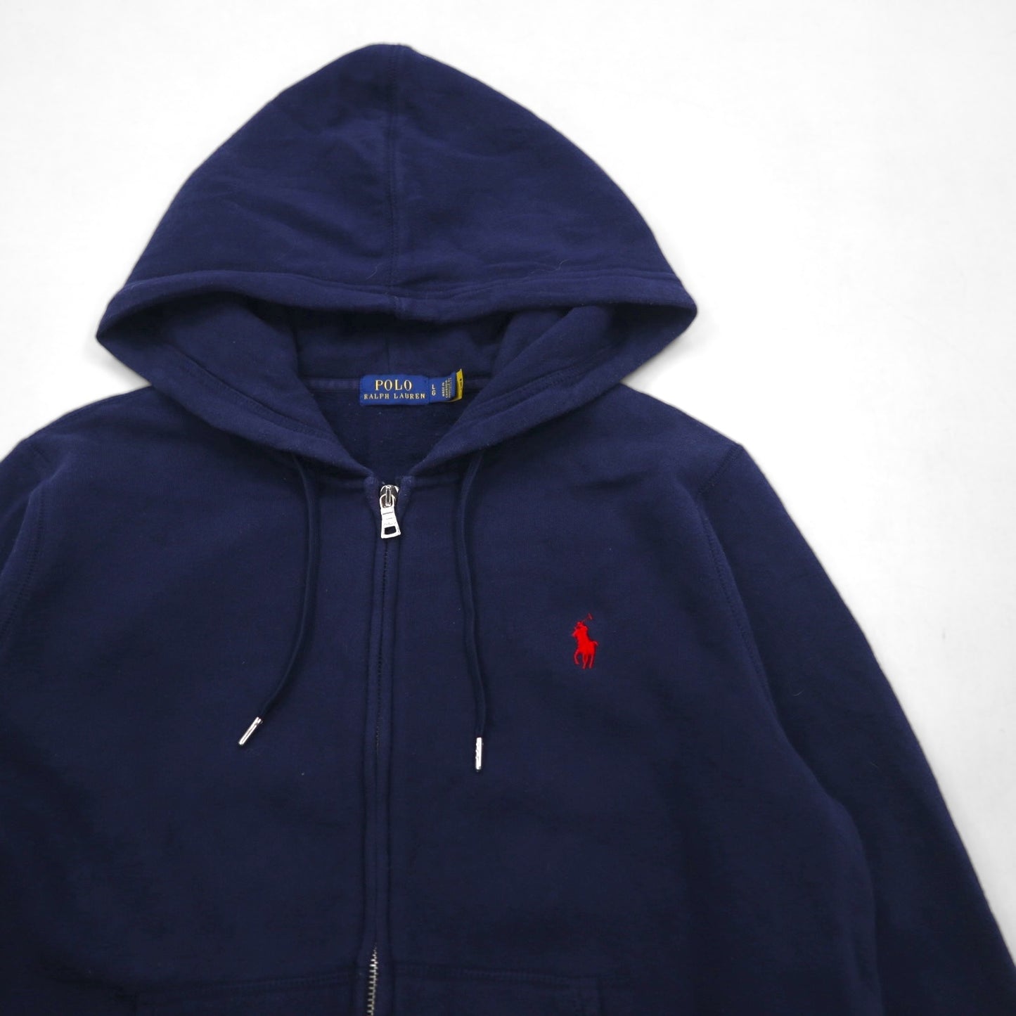 POLO RALPH LAUREN Full Zip Hoodie L Navy Cotton Small Pony Embroidery Double Zip