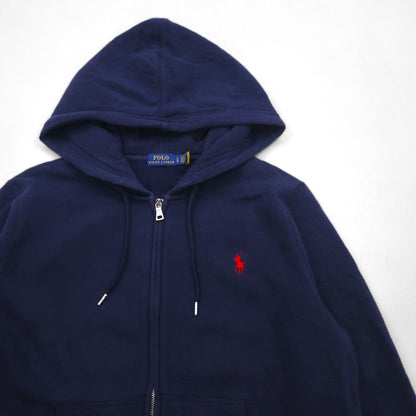 POLO RALPH LAUREN Full Zip Hoodie L Navy Cotton Small Pony Embroidery Double Zip