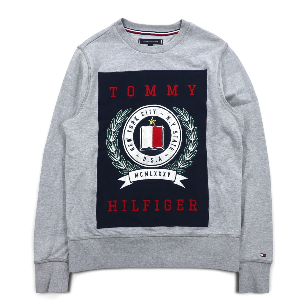 TOMMY HILFIGER Printed Crew Neck Sweatshirt S Grey Cotton MW0MW09466