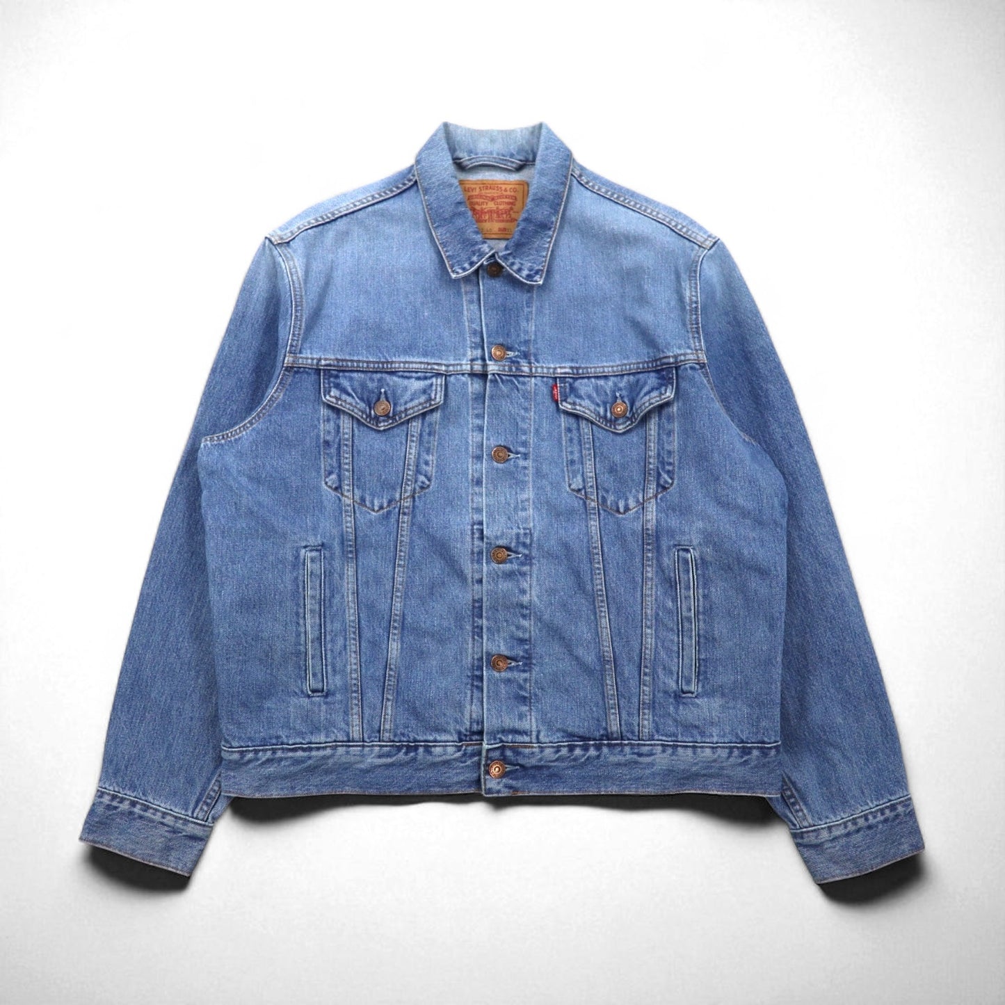 Levi's 90s Italian Made Euro Model Denim Trucker Jacket, Size XL, Indigo and Blue, 70503 0407