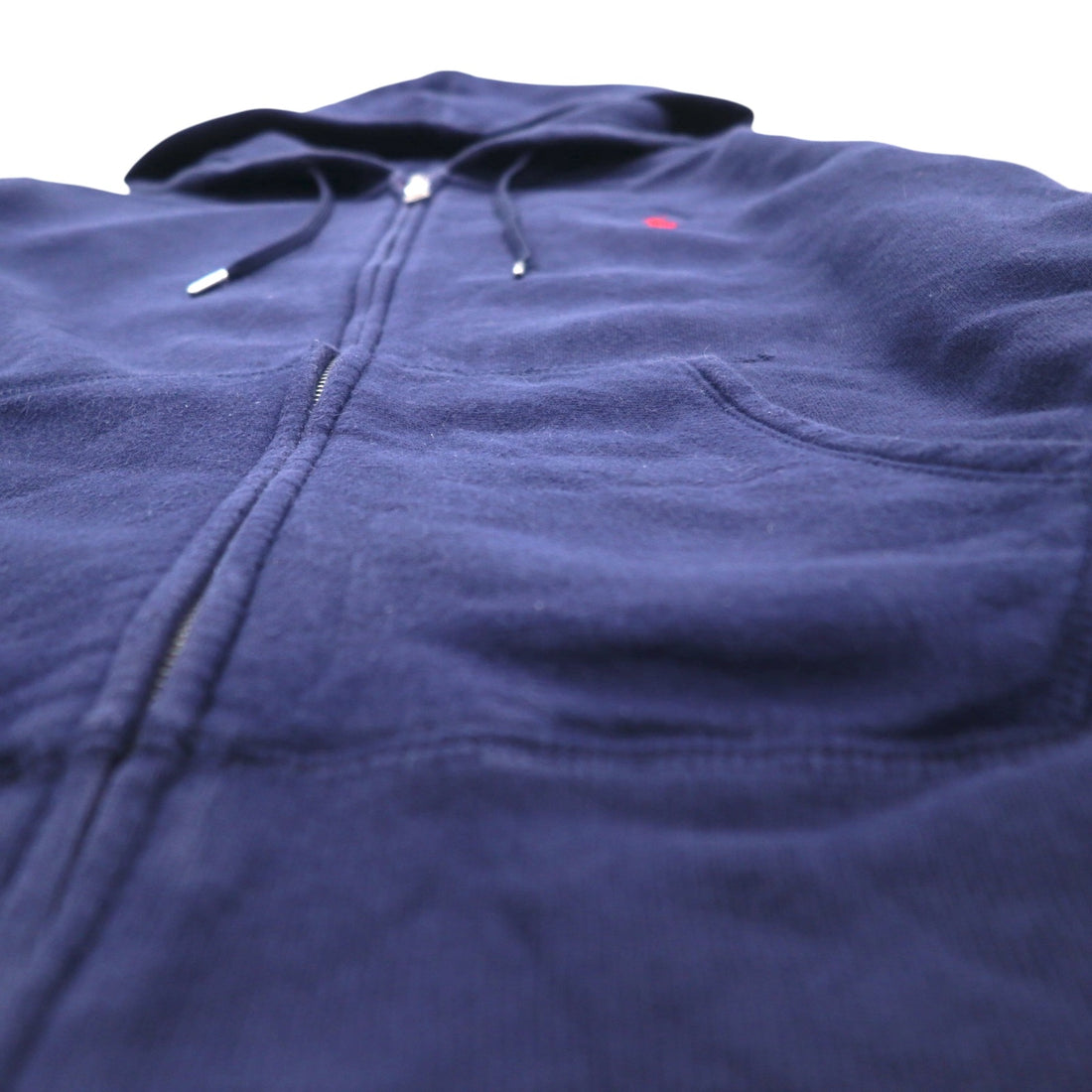POLO RALPH LAUREN Full Zip Hoodie L Navy Cotton Small Pony Embroidery Double Zip
