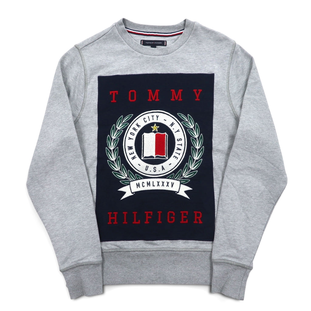 TOMMY HILFIGER Printed Crew Neck Sweatshirt S Grey Cotton MW0MW09466
