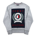 TOMMY HILFIGER Printed Crew Neck Sweatshirt S Grey Cotton MW0MW09466