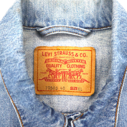 Levi's 90s Italian Made Euro Model Denim Trucker Jacket, Size XL, Indigo and Blue, 70503 0407
