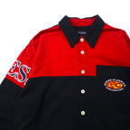 GUESS CLASSICS 90s Logo Embroidered Work Shirt XL Black Red Bicolor Cotton
