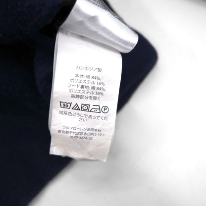 POLO RALPH LAUREN Full Zip Hoodie L Navy Cotton Small Pony Embroidery Double Zip