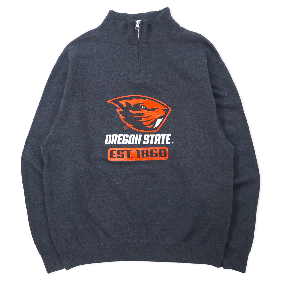 日本然リトテ-古着オンライン-JERZEES ハーフジップ カレッジ スウェット L グレー コットン 裏起毛 NCAA OREGON STATE ホンジュラス製-JERZEES Half Zip College Sweatshirt L Gray Cotton brushed lining NCAA OREGON STATE Honduras Made