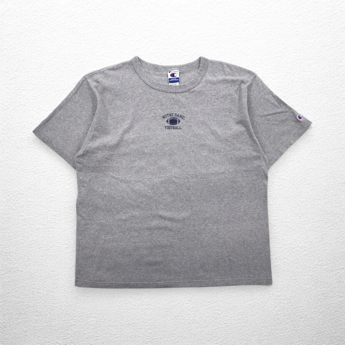 Champion 90年代 刺繍タグ Tシャツ XL グレー コットン NOTRE DAME FOOTBALL メキシコ製