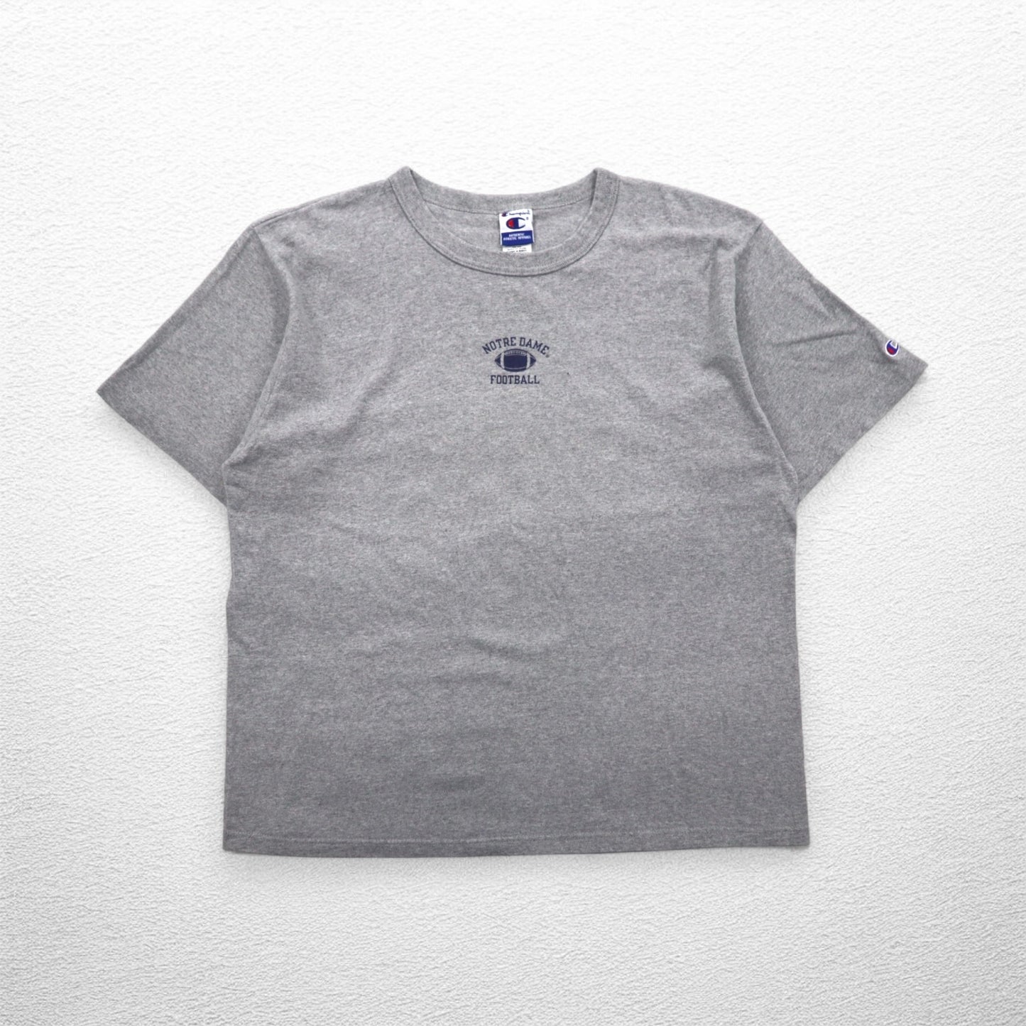 Champion 90s Embroidered Tag T-Shirt XL Grey Cotton NOTRE DAME FOOTBALL Made in Mexico