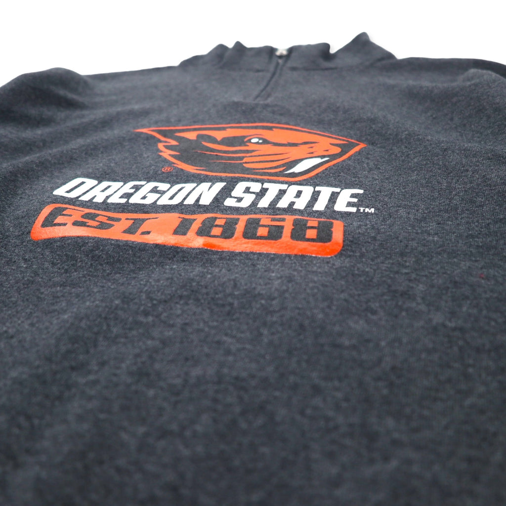 JERZEES Half-Zip College Sweatshirt, Large, Grey, Cotton, Fleece Lining, NCAA, OREGON STATE, Made in Honduras