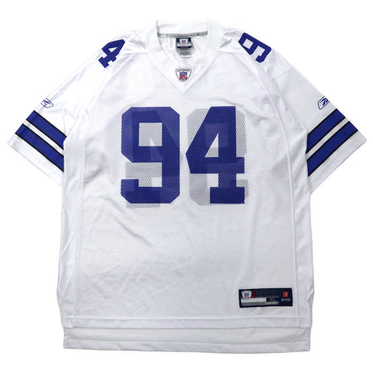 日本然リトテ-古着オンライン-Reebok NFL ゲームシャツ XL ホワイト ポリエステル メッシュ Dallas Cowboys ナンバリング DeMarcus Ware ビッグサイズ-Reebok NFL Game Shirt XL White Polyester Mesh DALLAS COWBOYS Numbering DEMARCUS WARE Big Size