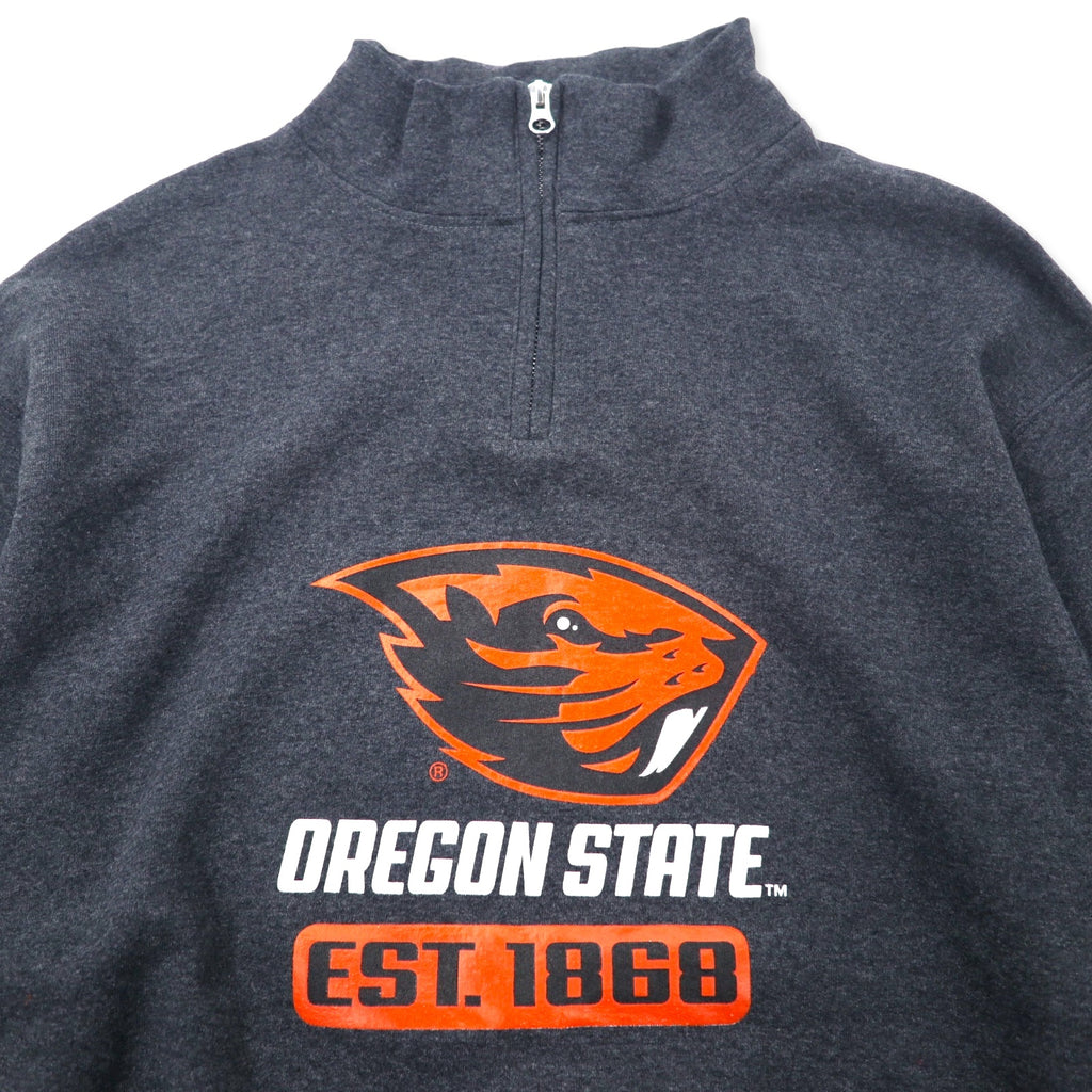 JERZEES Half-Zip College Sweatshirt, Large, Grey, Cotton, Fleece Lining, NCAA, OREGON STATE, Made in Honduras