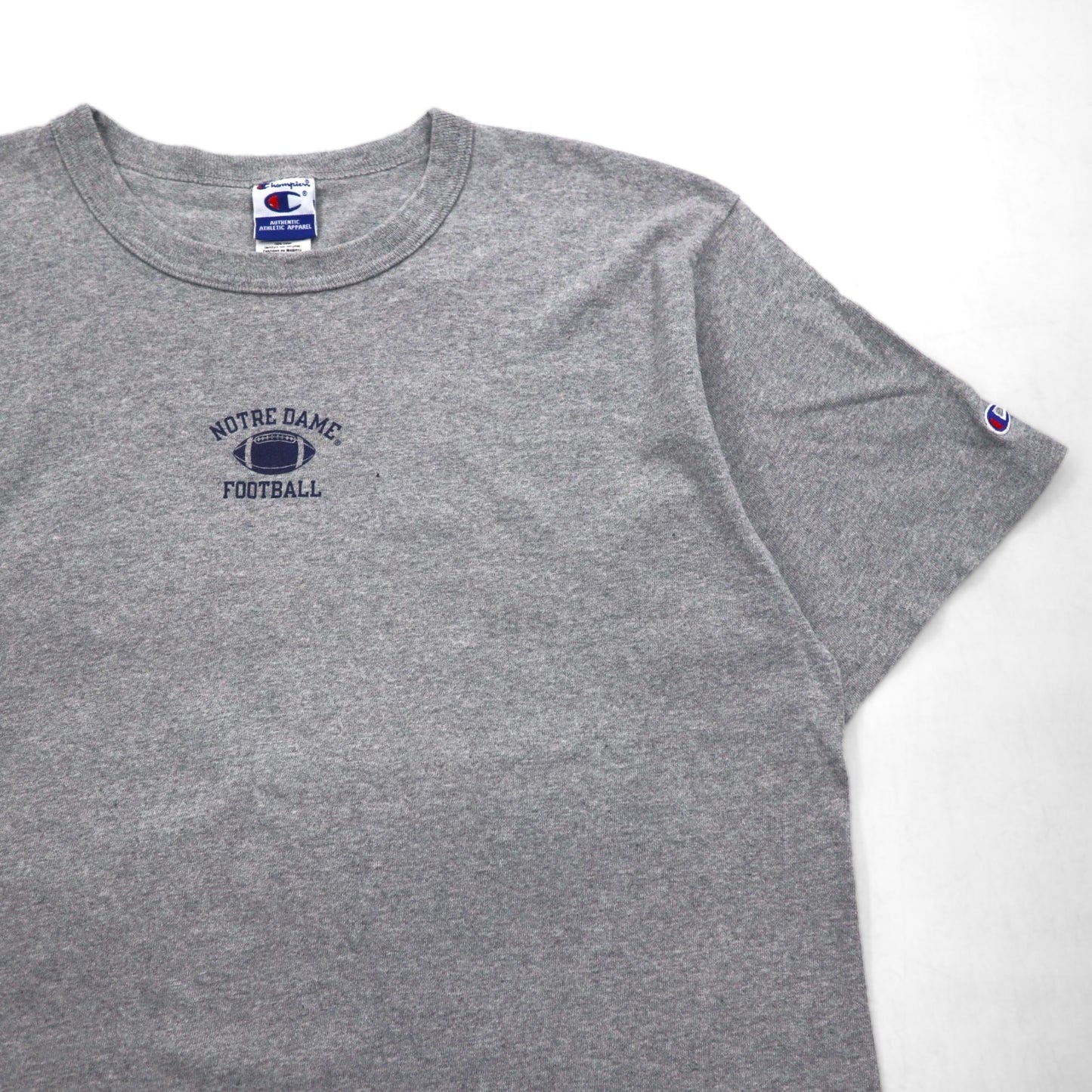 Champion 90s Embroidered Tag T-Shirt XL Grey Cotton NOTRE DAME FOOTBALL Made in Mexico