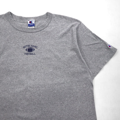 Champion 90s Embroidered Tag T-Shirt XL Grey Cotton NOTRE DAME FOOTBALL Made in Mexico