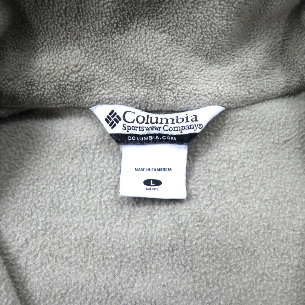 Columbia Full Zip Fleece Jacket L Beige Polyester One Point Logo Embroidery WM6113