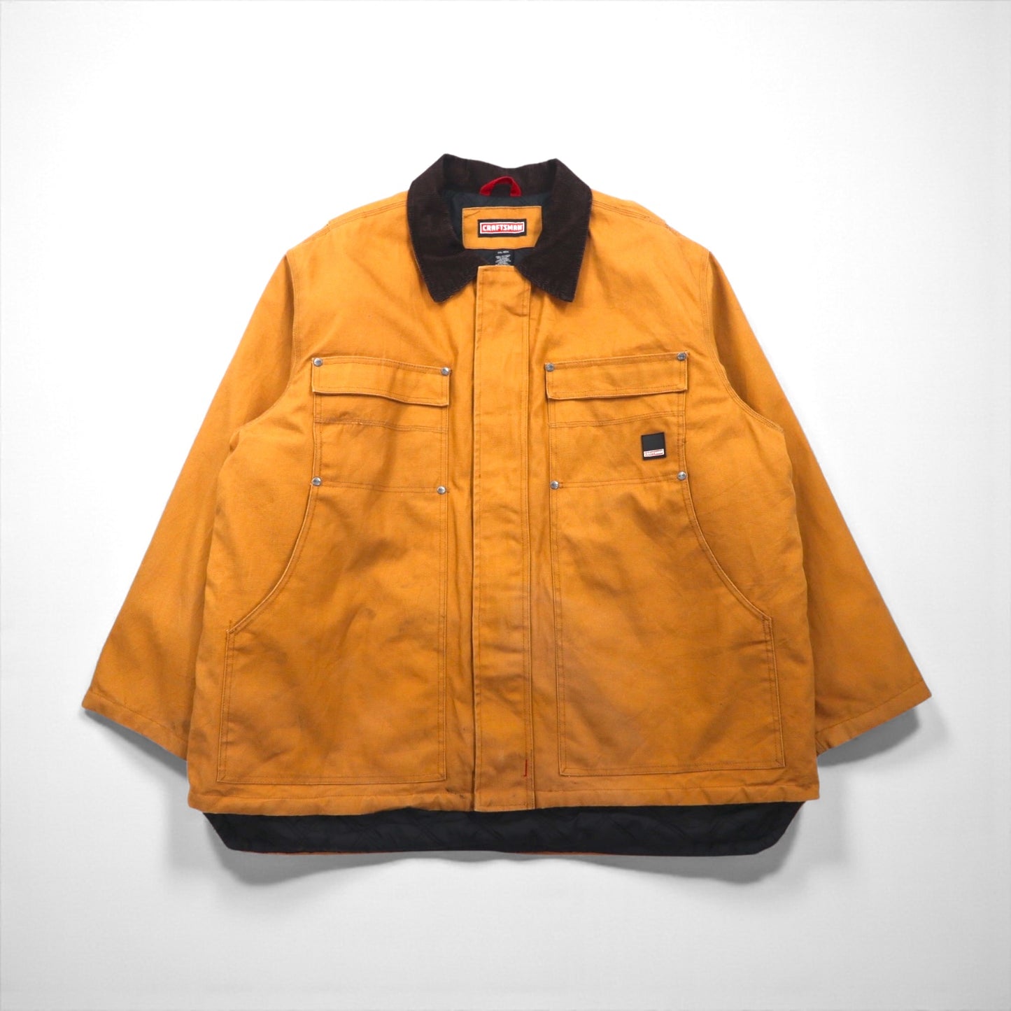 CRAFTSMAN 90年代 ダック ワークジャケット カバーオール 2XL キャメル ブラウン 中綿 ドローコード 襟コーデュロイ